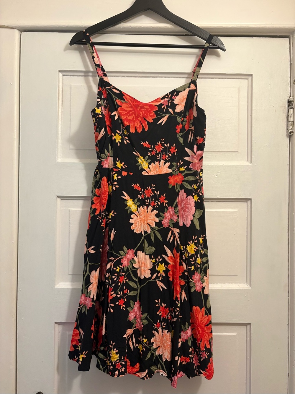 Old Navy Black Mini Sundress with Red, Pink & Yellow Floral Print
